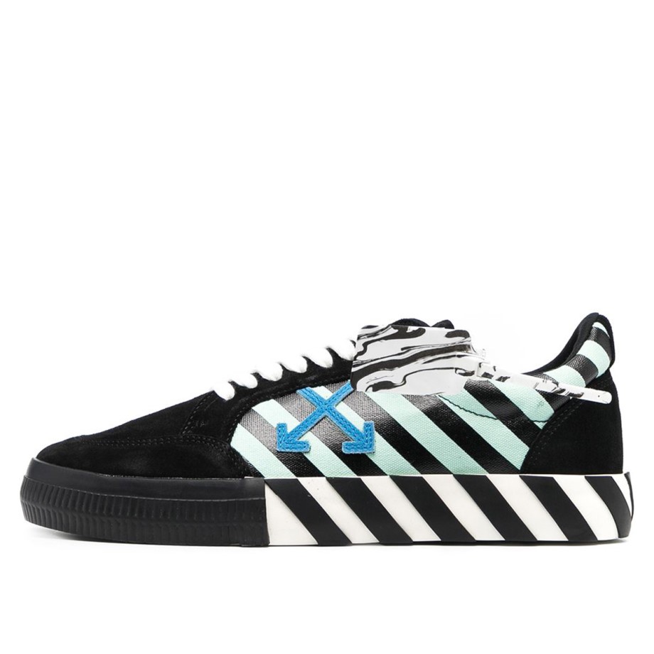 Klekt Vulc Low Top Diag Stripes Sneaker Black Mint Blue