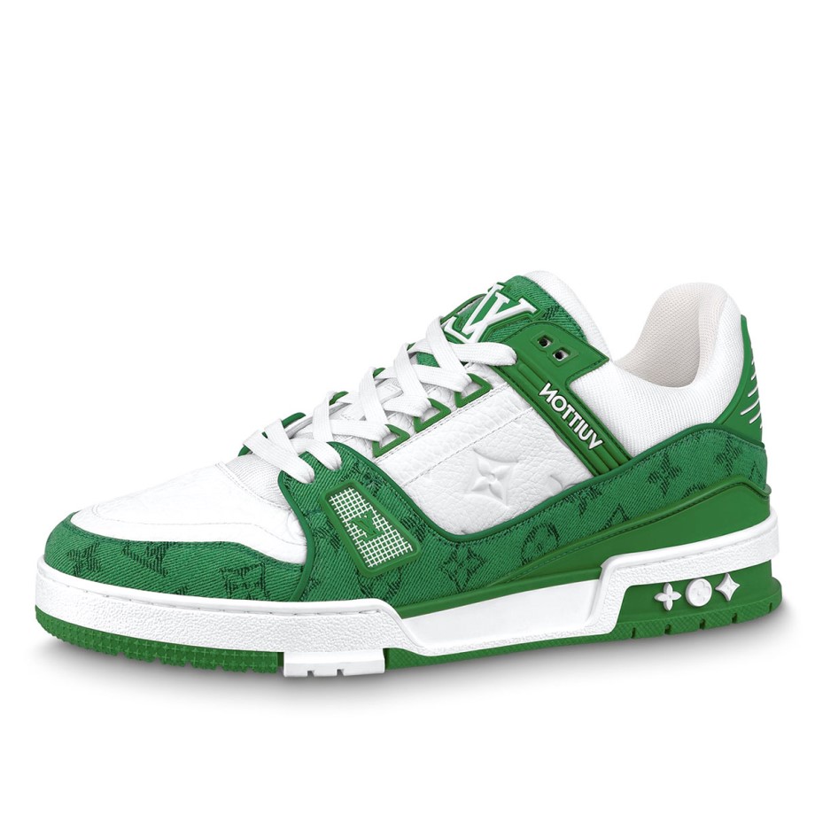 Louis Vuitton LV Trainer Green Monogram Denim White Klekt