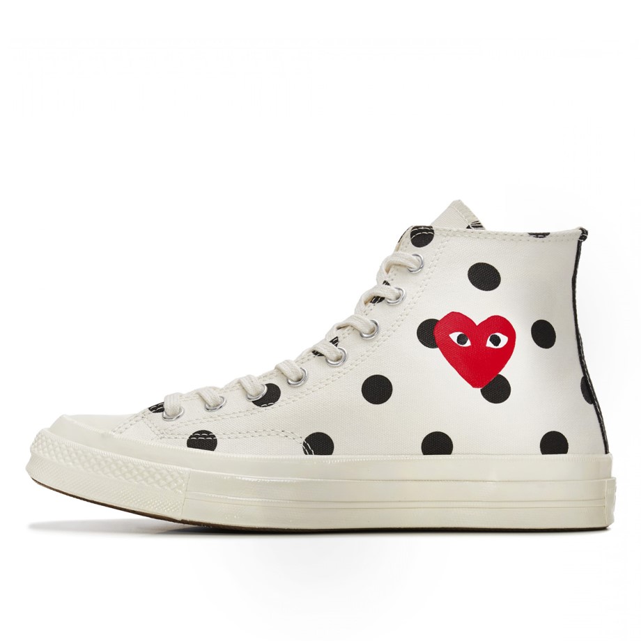Klekt Chuck Taylor All-Star 70s Hi Comme des Garcons CDG Polka Dot White