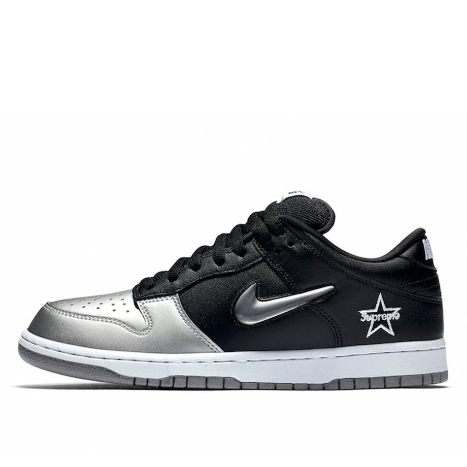 SB x Supreme Dunk Low Metallic Silver Klekt