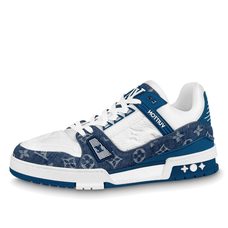 Klekt Louis Vuitton LV Trainer Monogram Denim White Blue