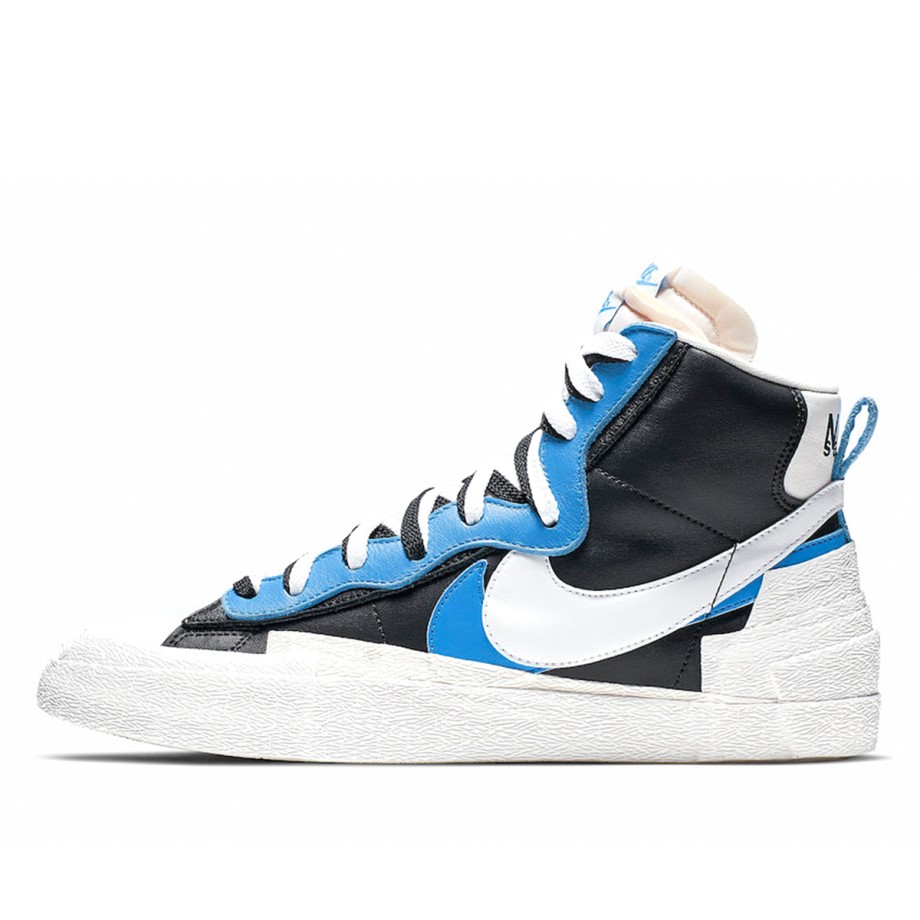 x Sacai Blazer Mid Black University Blue Klekt